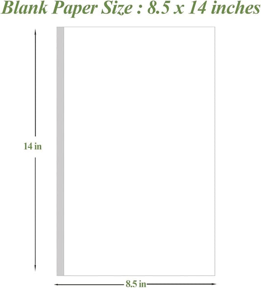 (2-Pack) 8.5" x 14" Blank Print Paper - 100Sheets/200Pages Blank Loose-Leaf Paper, Legal Size Printing in Office/Home/School, 100gsm Blank Paper