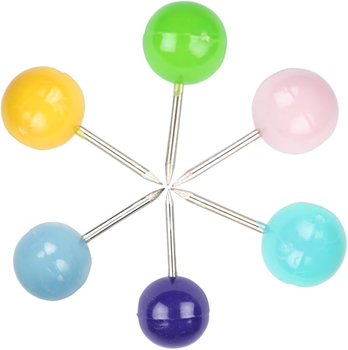 JAM PAPER Colorful Push Pins - Round Head Map Thumb Tacks - Assorted Spring Colors - 600/Pack