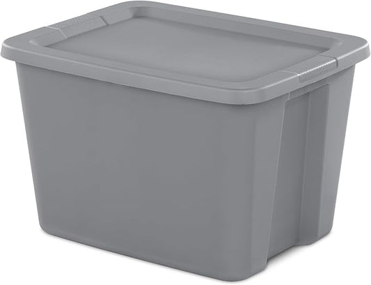 (4 pack) 18 Gallon Plastic Storage Bin with Snap-On Lid, Gray - Durable Stackable Container for Home, Garage & Office Organization
