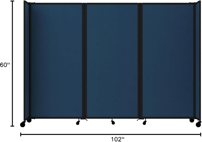 Versare Room Divider 360 Portable Wall Partition | Folding Panels | Large Freestanding Divider | Locking Wheels | Temporary Room Separator