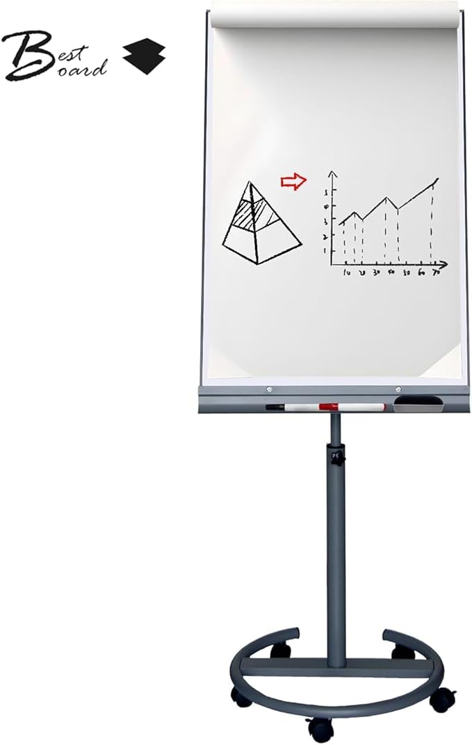 BEST BOARD Mobile Whiteboard with Stand 26x40 Inch Adjustable Height Rolling Whiteboard on Wheels, Magnetic Dry Erase Board with Flip Chart Easel Stand, Paper Pad for Office, Classroom