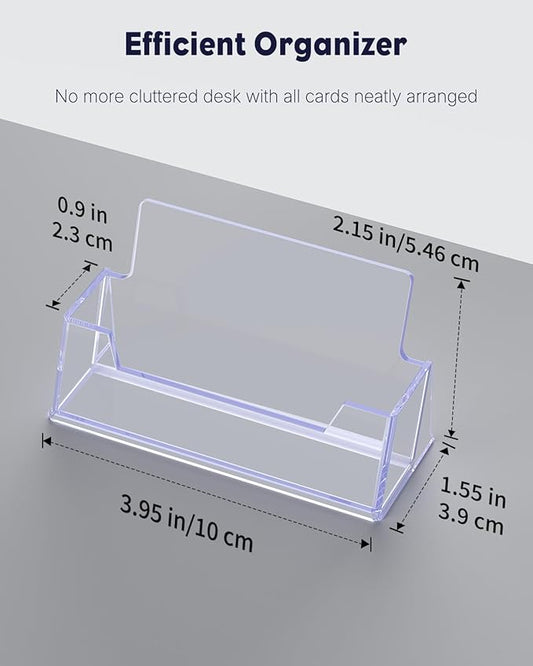Uniclife 2 Pack Acrylic Business Card Holder for Desk 1 Slot Clear Business Card Display Stand for Men & Women Desktop Business Card Organizer Card Stand for Office Home Exhibition, 60 Card Capacity