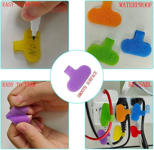 30 PCS Cable Labels, Oval Multi-Color Electronic Cable Identification Tags Write On Cord Labels, for Management and Ldentification