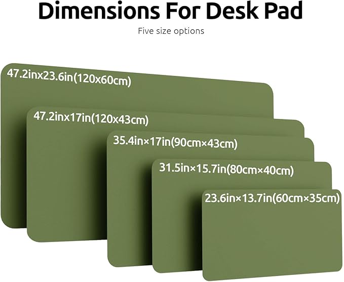 YSAGi Leather Desk Pad Protector, Office Desk Mat, Large Mouse Pad, Non-Slip PU Leather Desk Blotter, Laptop Desk Pad, Waterproof Desk Writing Pad for Office and Home (Green, 47" x 17")
