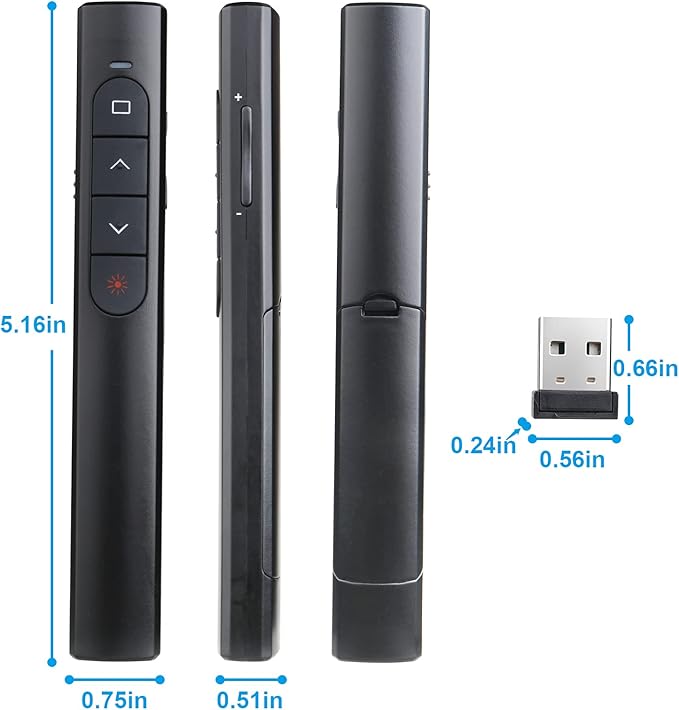 Wireless Presenter Remote, Presentation Clicker with Hyperlink & Volume Remote Control PowerPoint Office Presentation Clicker for Keynote/PPT/Mac/PC/Laptop(Battery Included)