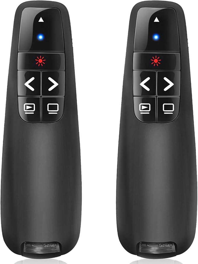 (2 Units) Wireless Presenter Remote, Clicker for Laptop PowerPoint Presentations Pointer, RF Computer Clicker for Presentations Remote, Slideshow/Smartboard/College/Classroom/PPT Clicker