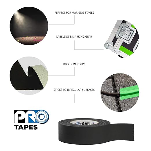 ProTapes Pro Gaff Premium Matte Cloth Gaffer's Tape With Rubber Adhesive, 11 mils Thick, 55 yds Length, 2" Width, Green (Pack of 1)