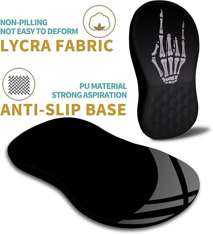 Hokafenle Ergonomic Mouse Pad Wrist Support with Massage Design, Wrist Rest Pain Relief Mousepad with Memory Foam&Non-Slip PU Base, Mouse Pads for Wireless Mouse & Desk (12x8 inch,Devil's Horn)