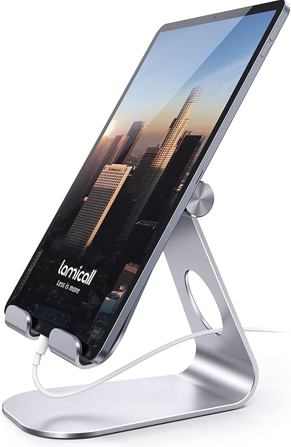 Lamicall Tablet Stand, Adjustable Tablet Holder - Desktop Stand Dock Holder for 4-13" Tablets, iPad Pro 11, 9.7, 10.5, 12.9 Air Mini, Kindle, Tab, iPhone 17 Pro Max, Switch, Office Desk Accessories