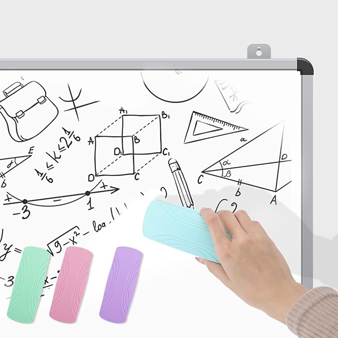 Ddaowanx Whiteboard Eraser, Magnetic Dry Erase Eraser, Glass Board Eraser,School and Office Supplies (4 Pack/4 Colors)
