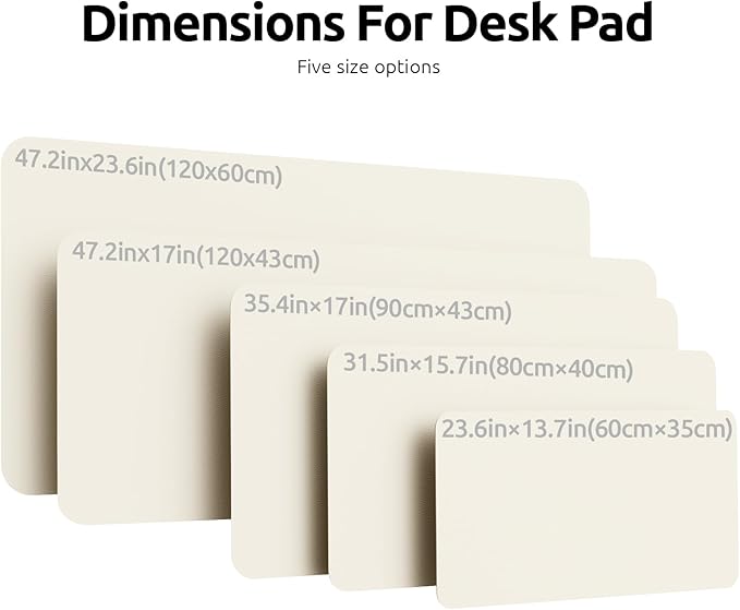 YSAGi Leather Desk Protector, Office Mat, Large Mouse Mat, Non-Slip PU Leather Blotter, Laptop Desk Pad, Waterproof Writing Pad for Office and Home (Cream, 47.2" x 23.6")