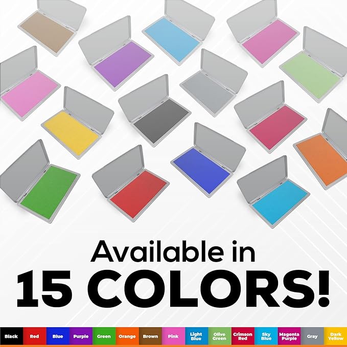 2 Pack Metal Case Stamp Pad Large Size, Light Blue Color - Size: 3" x 6" - Choose from 15 Ink Colors