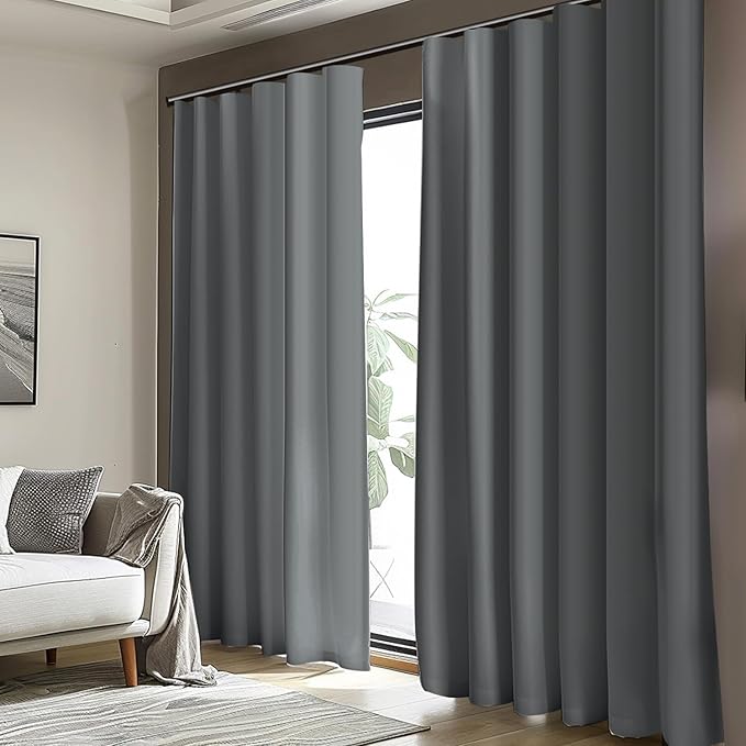 Cbsroro Room Divider Blackout Curtain Track Curtains Wall Dividers Panels Screen for Living Rooms Bedroom Office Privacy Partition Separation, W120 × L108 Inch,1 Panel, Light Grey