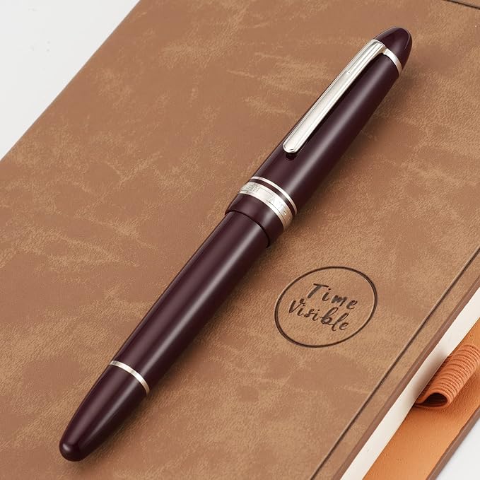 erofa Majohn P136 Piston Fountain Pen Extra Fine Nib with Box, Red Resin Writing Pen Set