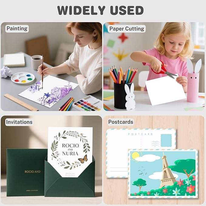 White Cardstock 8.5 X 11, 80 Sheets Card Stock, 75lb/ 200gsm Copy Paper, Cardstock Printer Paper for Art, Drawing, Invitations, DIY Cards, Watercolor, Craft, Construction, School & Office Supplies