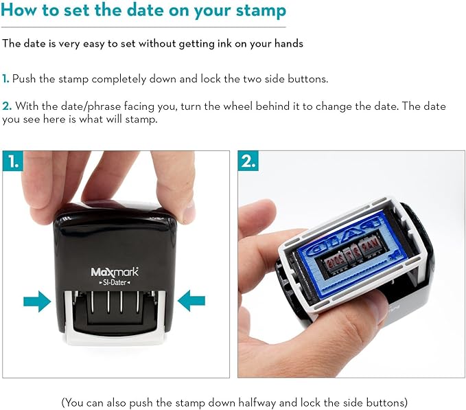 MaxMark Office Self Inking Date Stamp with Phrase Scanned - Red Ink