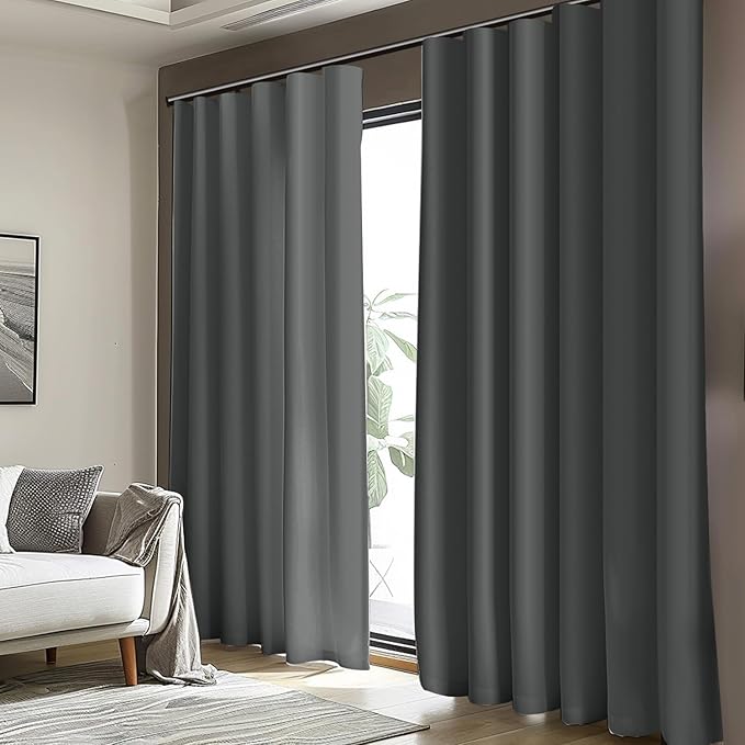 Cbsroro Room Divider Curtains, Blackout Ceiling Track Curtains with Hooks Wall Dividers for Bedroom Living Room Separation Office Privacy Partition, Noise Reduction, W100 × L84 Inch,1 Panel, Grey