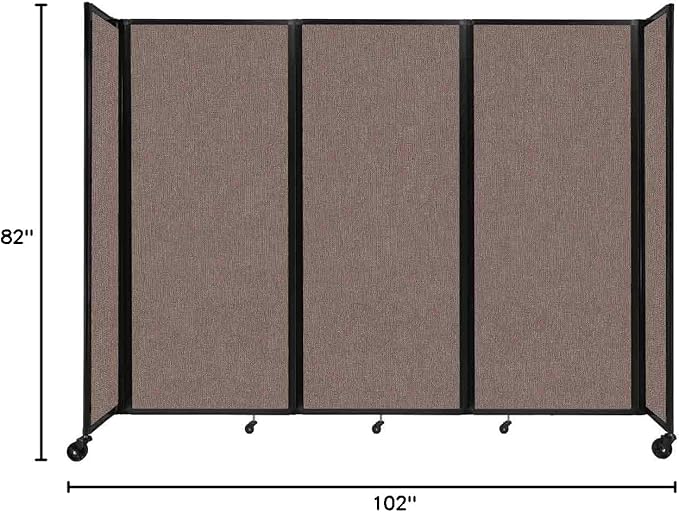 Versare Room Divider 360 Portable Wall Partition | Folding Panels | Large Freestanding Divider | Locking Wheels | Temporary Room Separator