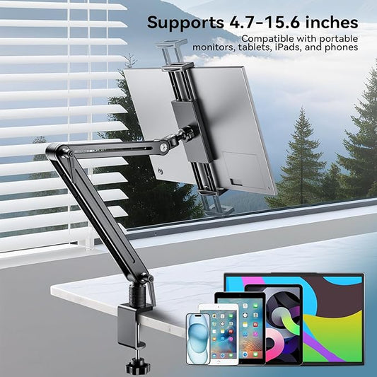 Feising Mount Soporte para Tablet/Portable Monitor/Ereader - Strong Bearing Weight over 5.5lbs with Built-in Adjusting Wrench with 360°Rotate Base Fits for ipad 4.7-15.6" Tablet Stand Holder