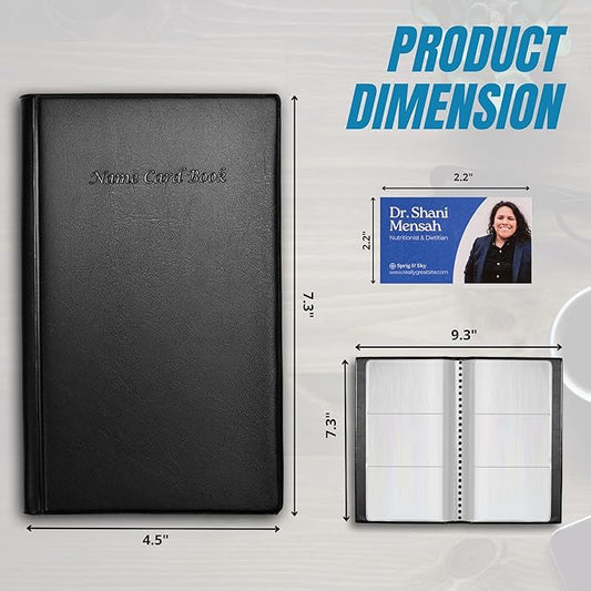 Professional Business Card Holder/Book with Black Cover, Holds 300 Business Cards