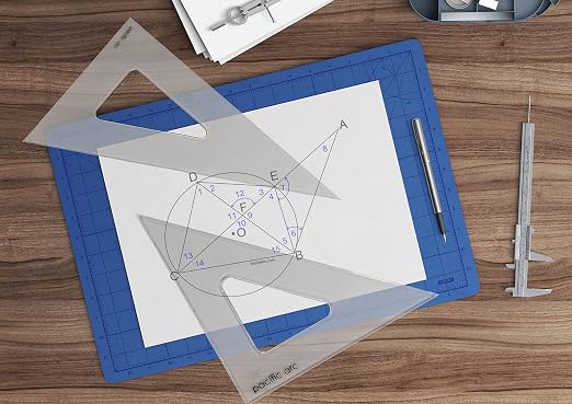 Pacific Arc's Scholastic Triangle - 10 inch - Smoke - 40/90 Angle - Polystyrene - Inking Edge - Technical Drawing Tools, Drafting, Architect and Engineering.