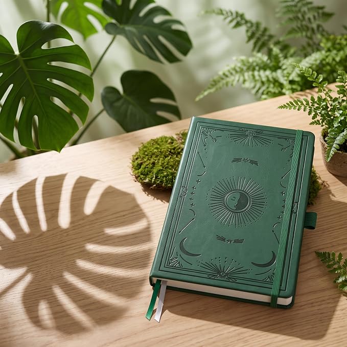 Lined Journal Notebook for Women Men, 192 Pages, A5 (5.7'' x 8.3'') | Hardcover Leather Notebook with 100GSM Thick Paper for Writing, Travel, Business, Office, Prayer (Dark Green)