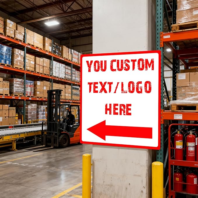 Custom Square Up Arrow Metal Signs - 28 * 28 inches - Rust-resistant metal, Optional reflective, for staircases、equipment signs、storehouse