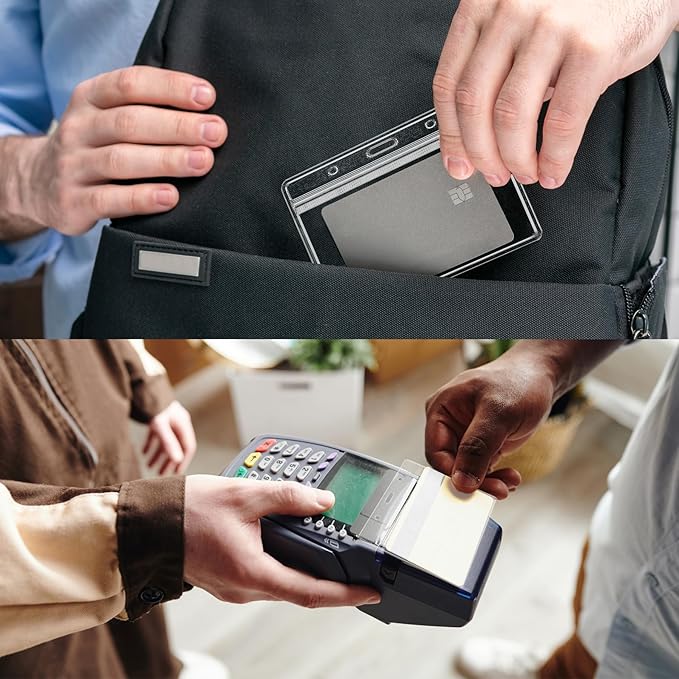 3.5x2.5 Inches Horizontal Badge Holder, Clear ID Card Holder with Waterproof Resealable Zip Type Protector, Badge Sleeve Fits Name Tag Holder/RFID/Proximity/Credit Card(Holders,50PCS)