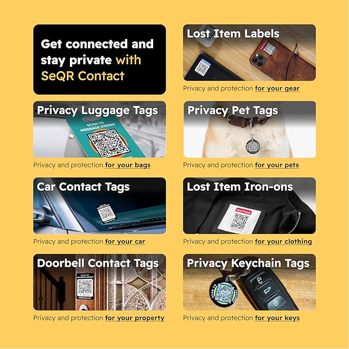 Lost Item Labels | Secure, Private Messaging Tags for Recovering Personal Items | QR Smart Labels for Travel, Everyday & Family Belongings Like Passports, Wallets, Toys | Safeguard Personal Info (24)