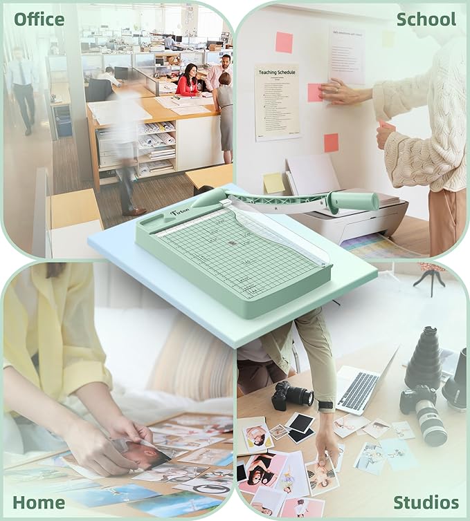 Firbon 12" Guillotine Paper Cutter, Heavy Duty 12-Sheet Capacity Trimmer for Cardstock, Photos, Scrapbooking, Office, Classroom, Studio (Morandi)
