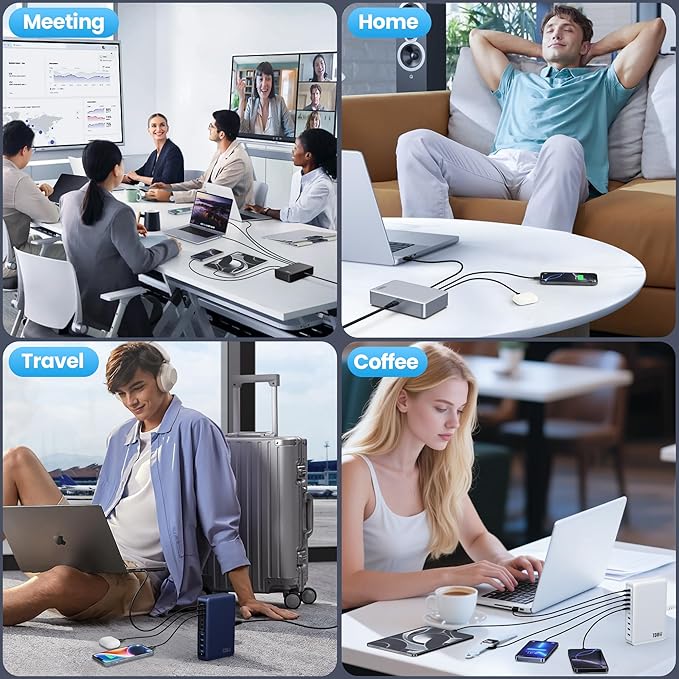 730W USB C Charger Block,GaN IV Fast Charging Station Hub 10 Ports,QC4.0+3 PD 100W USB C Laptop Charger Ports Power Adapter Compatible with MacBook Air/Pro,DELL,iPhone 17/16/15/14/13,iPad,Steam Deck