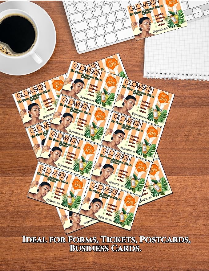 Limited Papers (TM) 8.5x11 Perforated Paper, 20/50 Pound, 75 GSM, Variety of Perforation Sizes and Colors, for Forms, Tickets, Postcards, Business Cards. (Canary, 8 up)