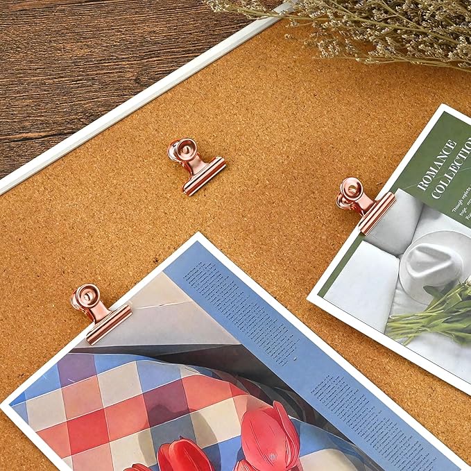 30 Pieces Push Pins Clips Rose Gold Thumb Tacks with Clips for Cork Boards, Bulletin Boards