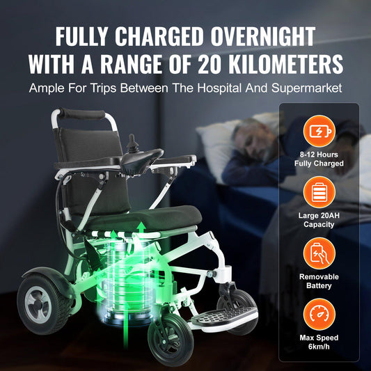 Electric Wheelchair for Adults Seniors, 300 lbs Weight Capacity, 17.7 in Width Lightweight Foldable Motorized Power Wheelchairs, UP to 12.5 Miles Range All Terrain Aluminum Alloy Chair