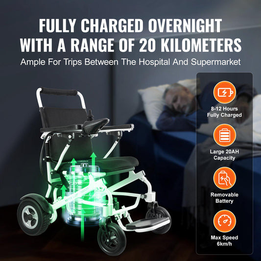 Electric Wheelchair for Adults Seniors, 300 lbs Weight Capacity, 20 in Width Lightweight Foldable Motorized Power Wheelchairs, Long Range All Terrain Aluminum Alloy Chair