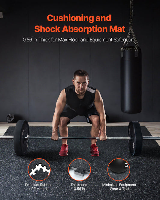 0.56 Inch Thick Gym Floor Mats, 25 Tiles Rubber Top with EVA Foam, 25" x 25" Gym Flooring Workout Mats with 100sq.ft Coverage, Interlocking Puzzle Gym Mats for Gym, Home, Garage, Black & White