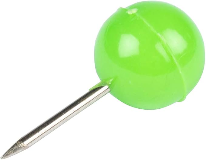 JAM PAPER Colorful Push Pins - Round Head Map Thumb Tacks - Lime Green Pushpins - 100/Pack