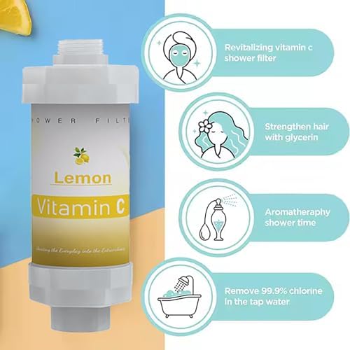 3 Pack Vitamin C Shower Filter for Hard Water Filter Bathtub Shower Aromatherapy Replacement Cartridge Bathroom Accessories Remove Chlorine Fluoride Heavy Metals Lemon Lavender Jasmine