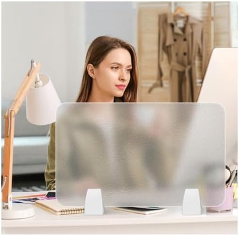 Acrylic Privacy Screen Divider, Portable Desk Panel for Workstations, Frosted Tabletop Partition for Offices & Schools (Clear-B, 100x30cm/39.4x11.8in)