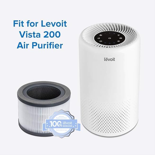 Levoit Vista 200 Air Purifier Genuine Replacement Filter, 1 Pack | High-Efficiency Activated Carbon for Removal of Smoke, Odor, Allergens, Pollen, Vista 200-RF, Black