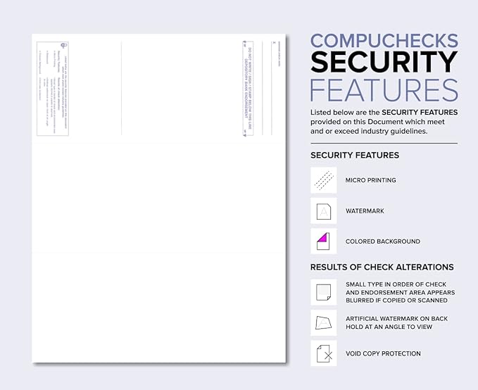 Compuchecks Check on Top Blank Check Paper - 250 Pack, Quick-Books & Laser Printer Compatible - Security Business Checks with Voucher - 8.5" x 11" Steel Blue Pinstripe