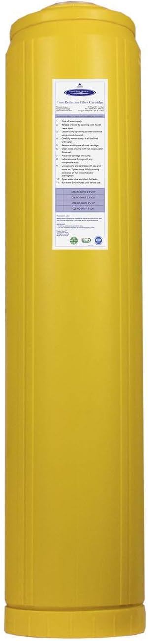 Crystal Quest Iron Filter Cartridge – Reduces Iron, Prevents Stains, Enhances Water Clarity, Protects Plumbing & Appliances, Reliable Filtration for Clean Water, Long-Lasting Performance