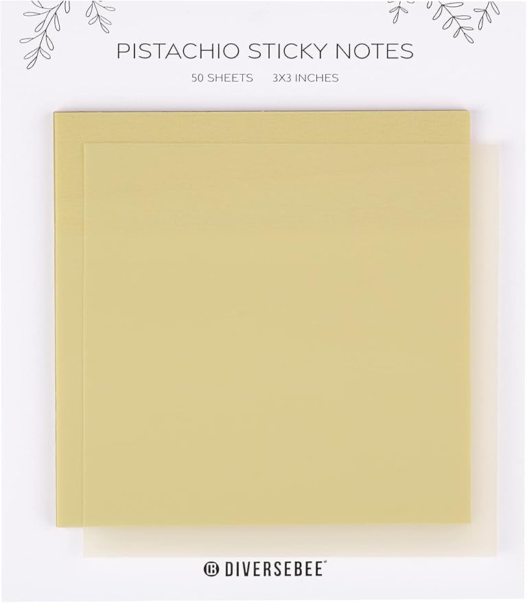 DiverseBee 50 Sheets Pastel Transparent Sticky Notes, 3x3” Clear Sticky Tabs, Translucent Page Flags Book Markers Stickers, Planner Accessories, Bible Journaling Study School Supplies (Pistachio)