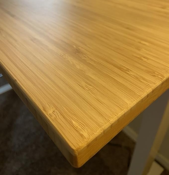 FLEXISPOT Bamboo Electric Standing Desk with Elegant Oval Legs, 60"x30" Height Adjustable Desk for Home Office & Living Spaces, White Frame
