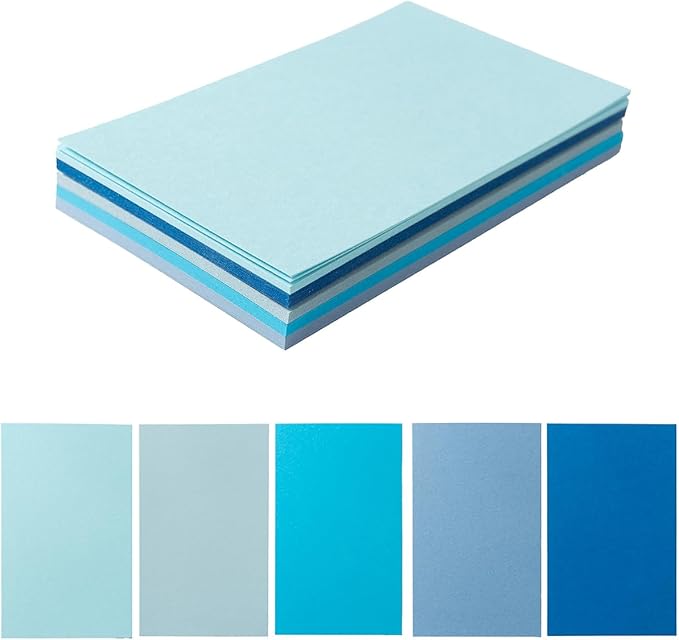 50 Sheets Colored Cardstock Paper 5 Colors, 250 GSM Heavy Card Stock for DIY Art Projects, Cards (Blue, 5x7)