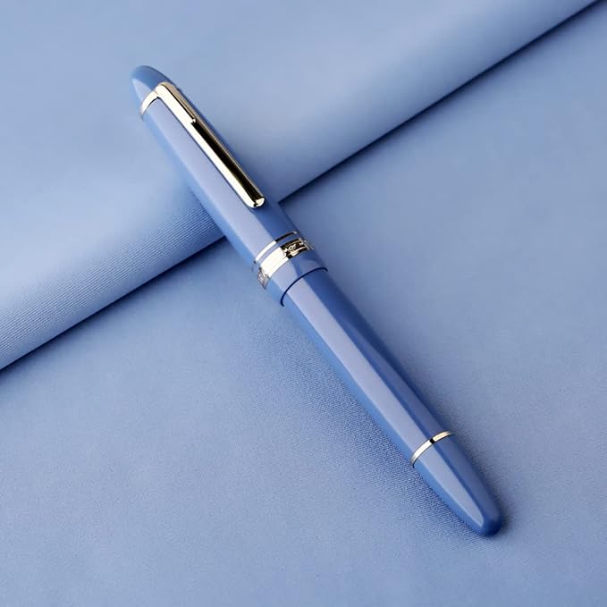 erofa Majohn P136 Piston Fountain Pen Medium Nib with Box, Sky Blue Resin Writing Pen Set