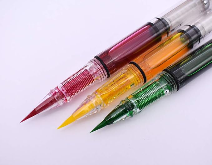 3PCS Yongsheng 3009 Piston-Filled flexible Brush Tip Fountain Pen Fine to Broad For Sketch,Drawing,Scrapbook and Calligraphy Painting
