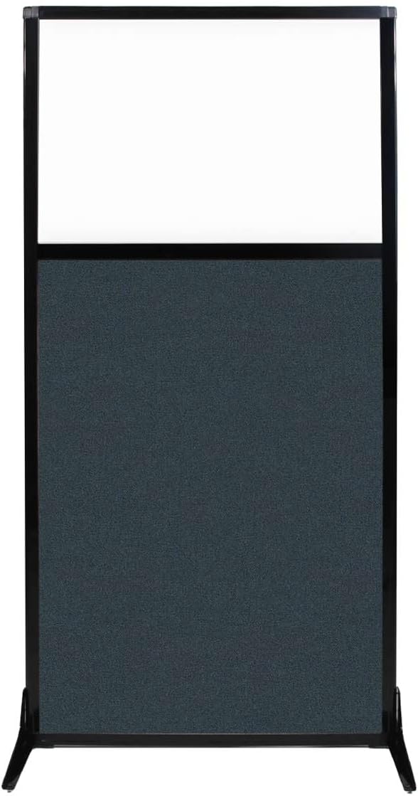 Versare Workstation Partition | Portable Wall Divider | Modern Office Cubicle | Free Standing Privacy Screen | Flexible Work Space | 33" x 70" W/Window, Blue Spruce Fabric Panels