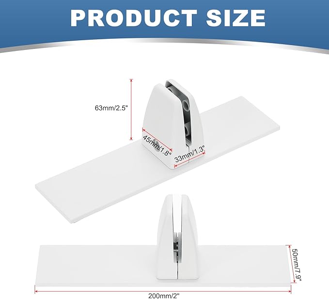 PATIKIL 1.8x1.3x2.5" Desk Divider Support Clamp, 2 Pcs Aluminum Desk Shield Clamp Desk Divider Partition Clamp Sneeze Guard Clamp Bracket for Office Home Desk Panel, White