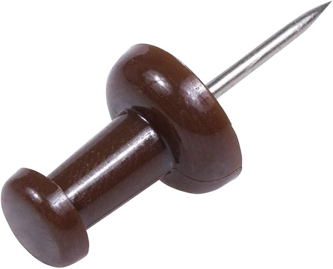 JAM PAPER Colorful Push Pins - Chocolate Brown Pushpins - 100/Pack